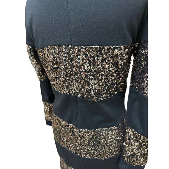 Anthropologie Sunday in Brooklyn Black Rose Gold Sequin Pencil Dress Size Medium - Picture 3 of 6